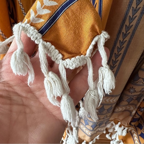 Ardene Kimono Golden Hour Mustard Yellow Navy Blue White - One Size - Picture 5 of 12